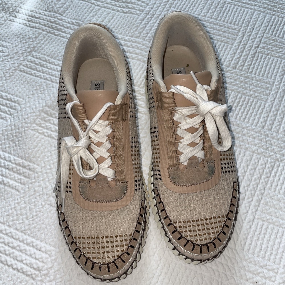 Steve Madden Women's Damon Sneakers Size 9.5 Platform Neutral Woven City Casual
